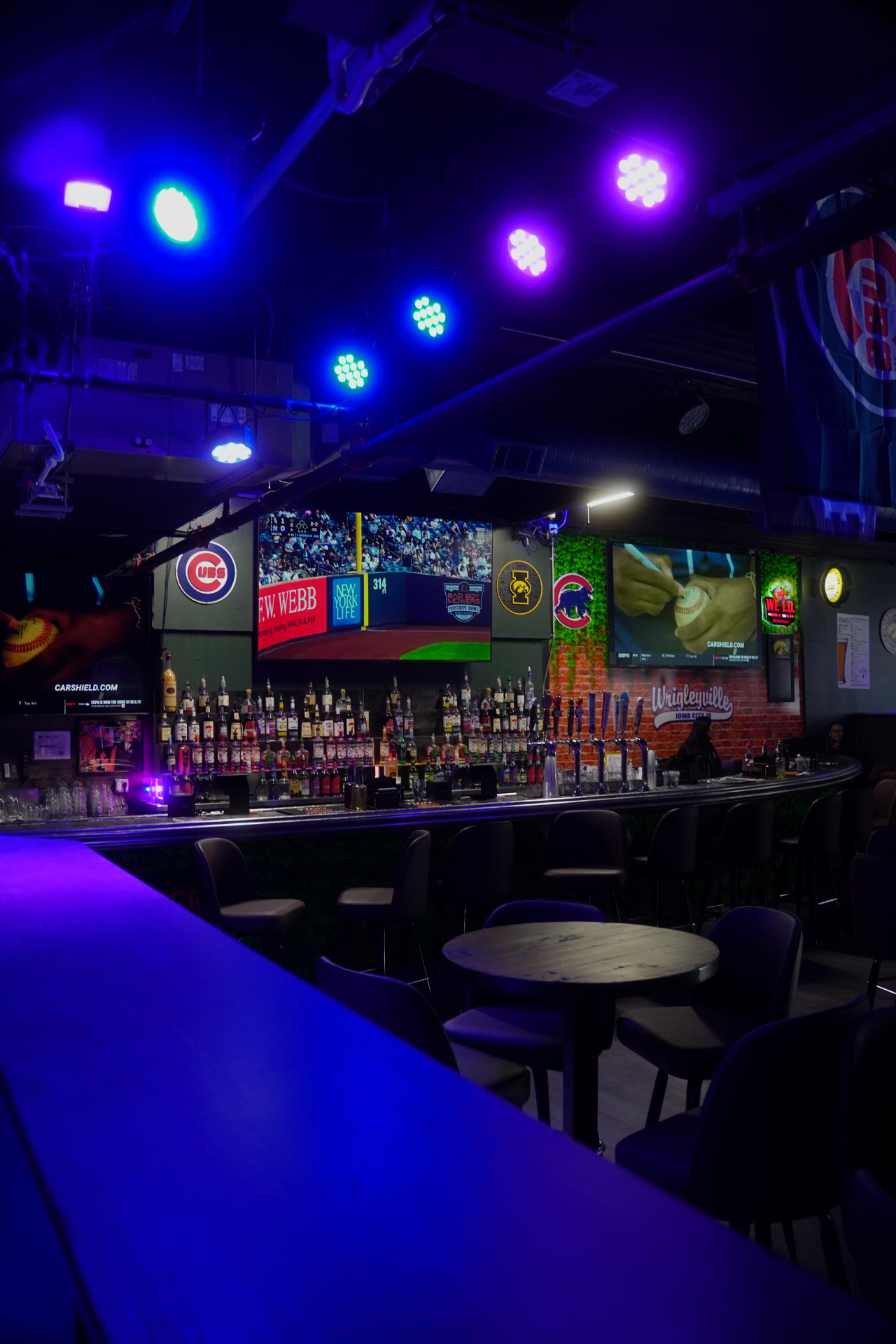 Wall of HDTVs at Wrigleyville Iowa City on game day